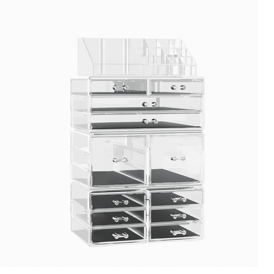 Embellir Acrylic Makeup & Jewellery Organiser – 12 Drawer Clear Storage Case
