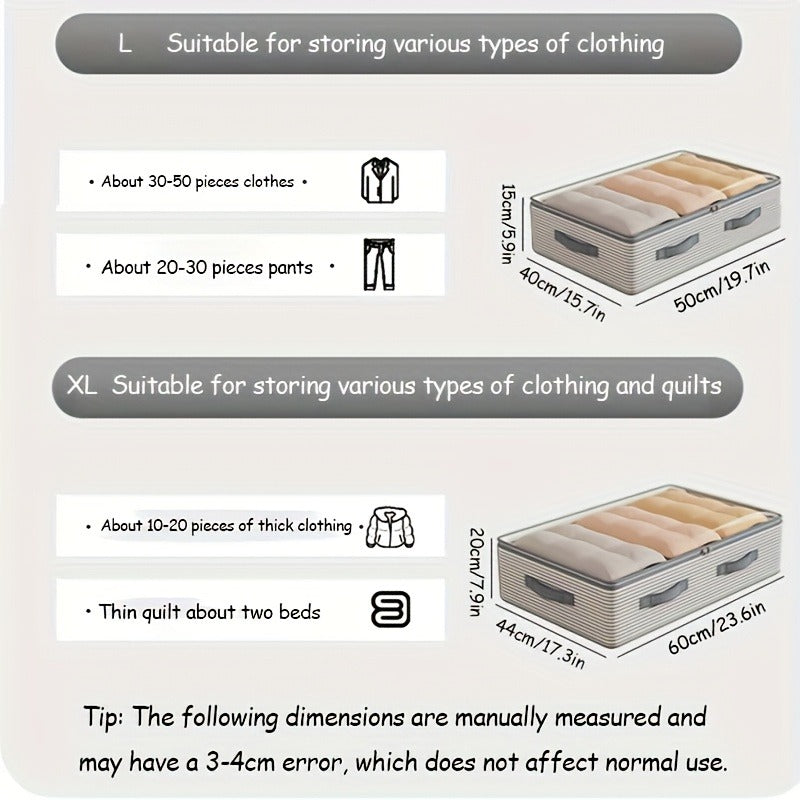 Large Foldable Under‑Bed Storage Organizer Bag — Heavy‑Duty Fabric (L / XL)