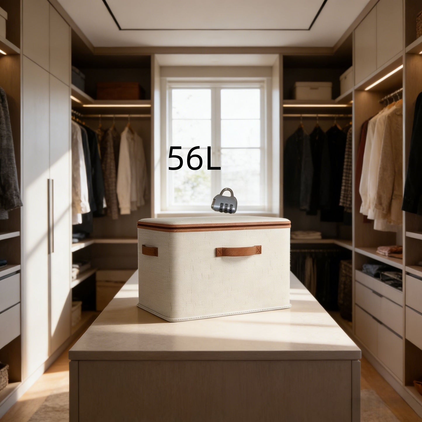 8L Double‑Zipper Fabric Storage Box with Faux Leather Handles — Water‑Resistant, Reinforced & Fully Washable