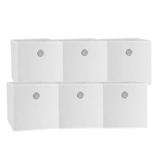 Fabric Drawer Storage Cubes – White, 6-Pack Foldable Organisers
