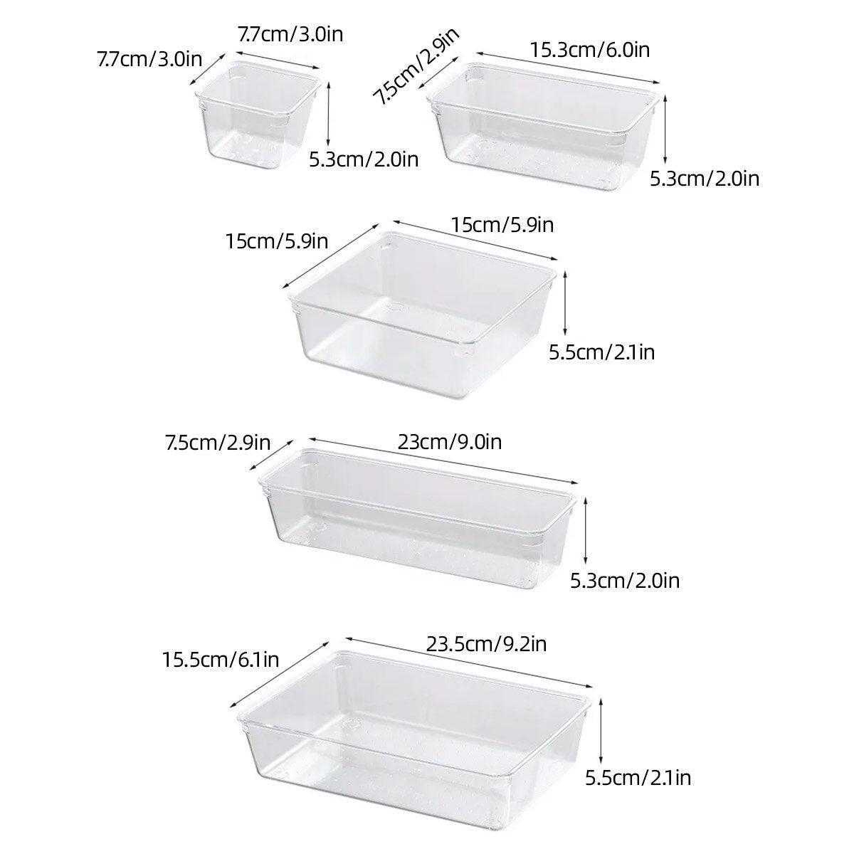 Modular Drawer Organiser Set – 13-Piece Clear Storage System