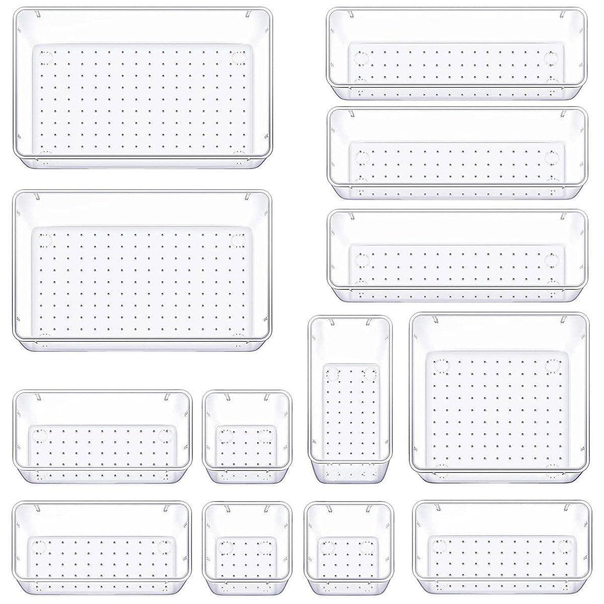 Modular Drawer Organiser Set – 13-Piece Clear Storage System