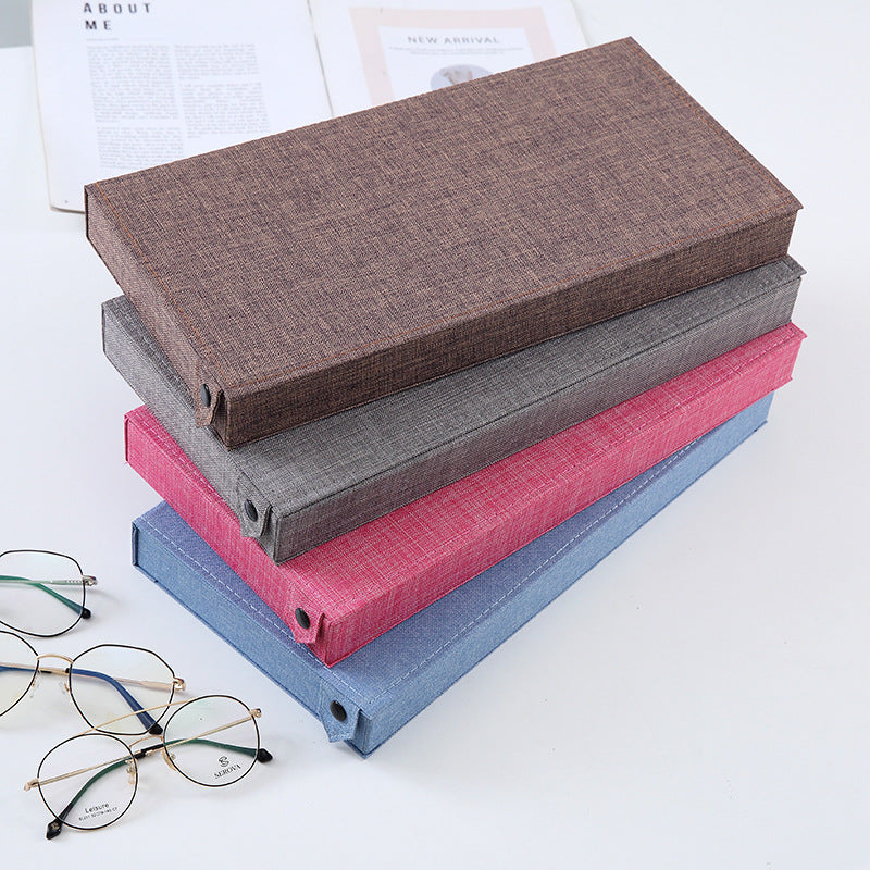 6-Slot Eyewear Storage Box – Dust-Proof Fabric Organiser with Snap Closure