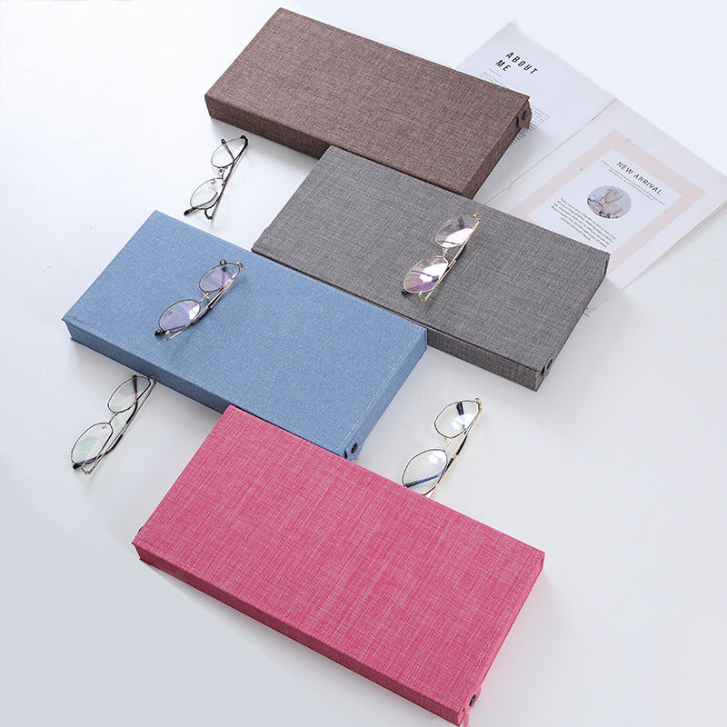 6-Slot Eyewear Storage Box – Dust-Proof Fabric Organiser with Snap Closure