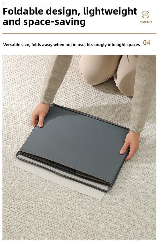 16-Grid Extra Large Shoe Box – Foldable Fabric Organiser with Side Pockets & Clear Lid